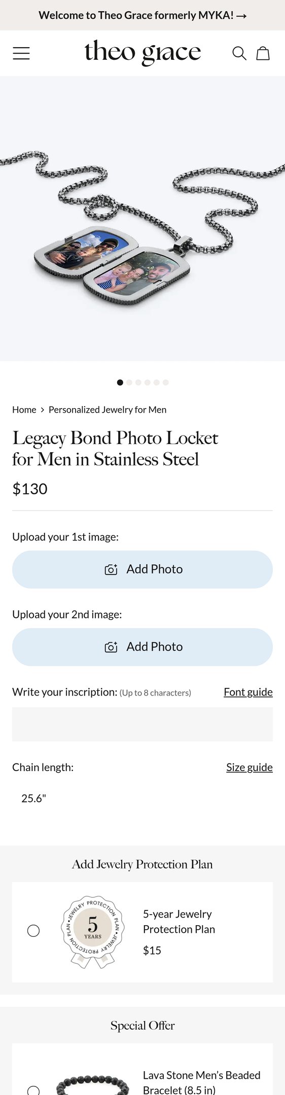 Legacy Bond Photo Locket for Men in Stainless Steel