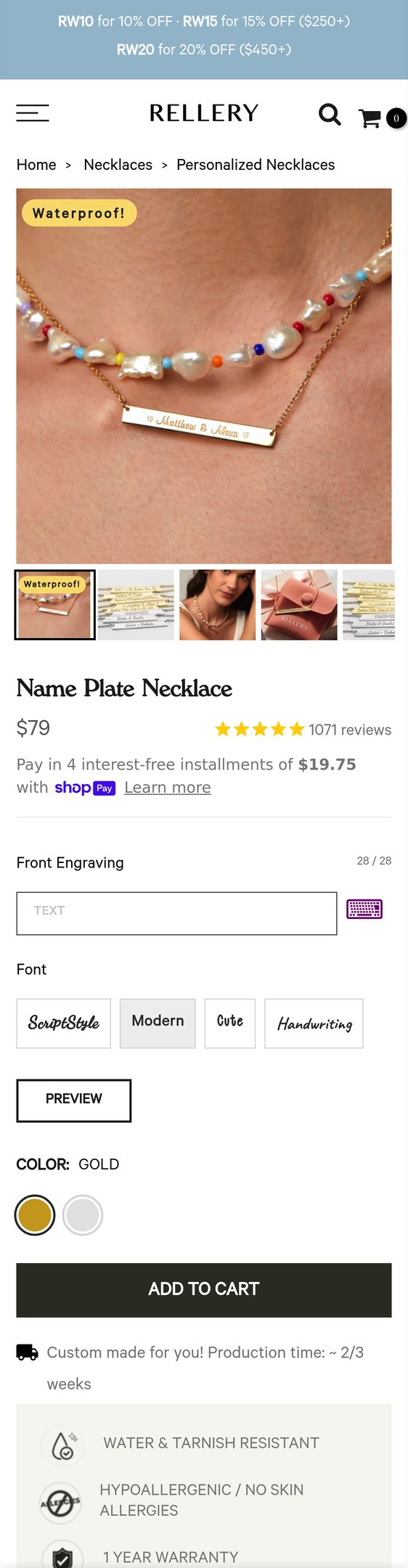 Name Plate Necklace