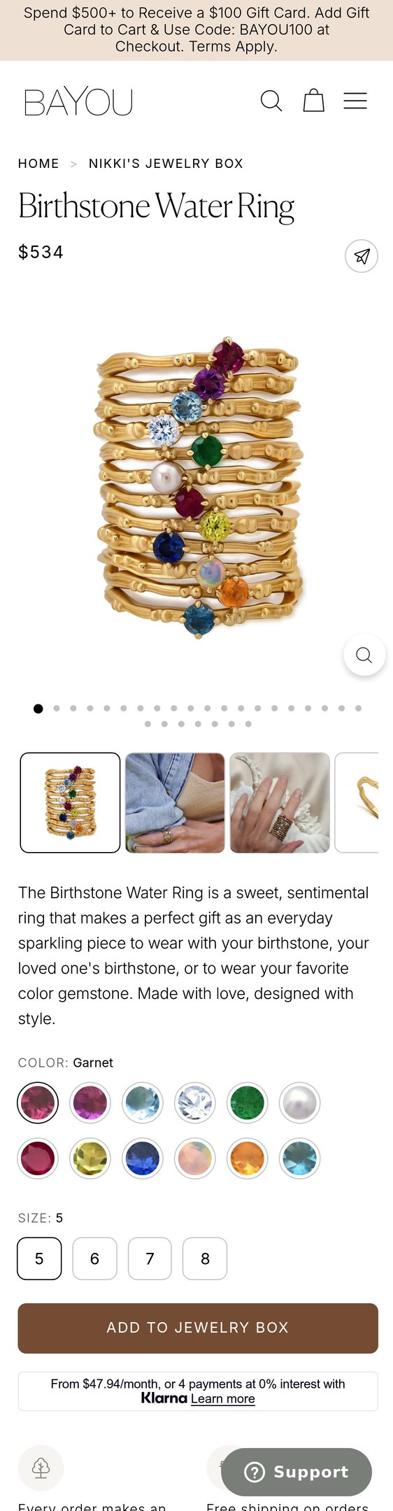 Birthstone Water Ring