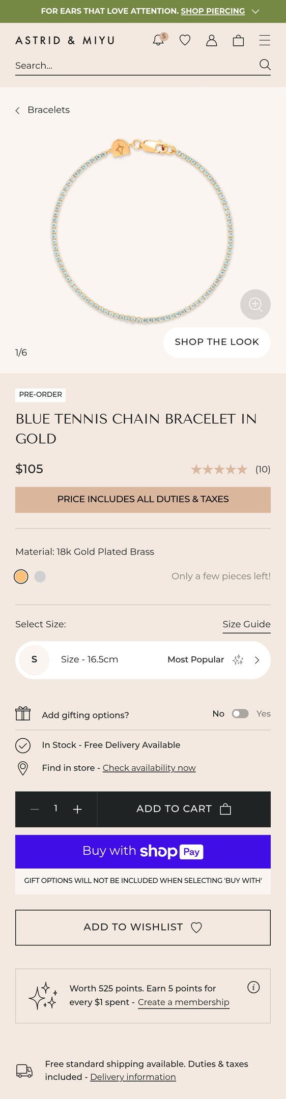 Blue Tennis Chain Gold Bracelet | Astrid & Miyu