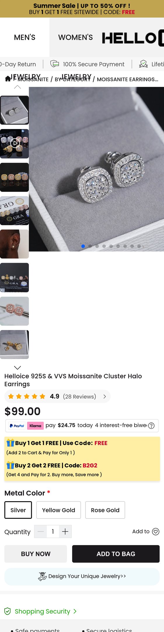 925S & VVS Moissanite Cluster Halo Earrings