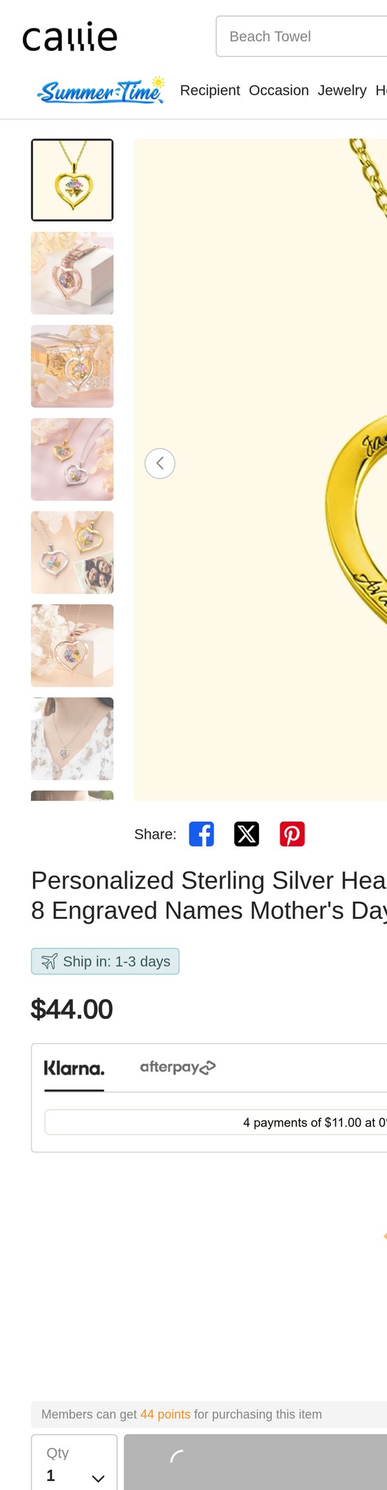 Personalized Sterling Silver Heart Shape Birthstone Necklace with 1-8 Engraved Names Mother's Day Gift for Her