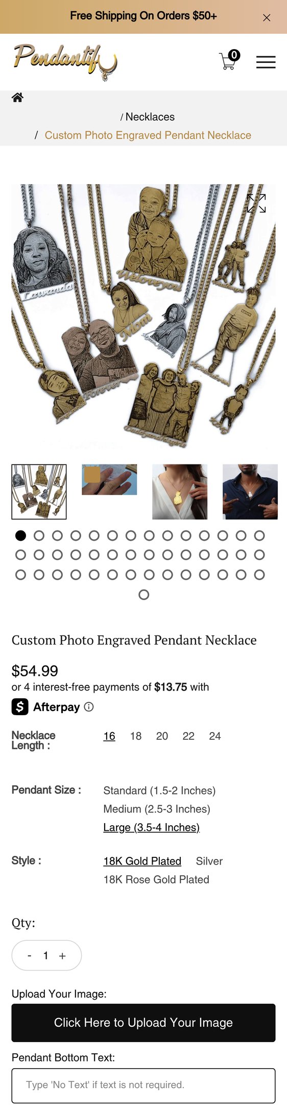 Custom Photo Engraved Pendant Necklace