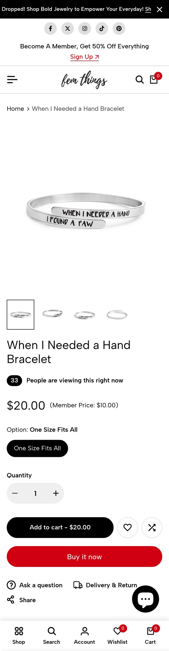 When I Needed a Hand Bracelet