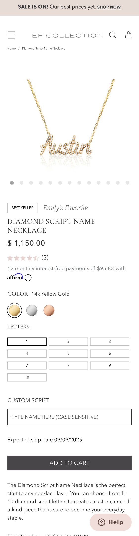 Diamond Script Name Necklace