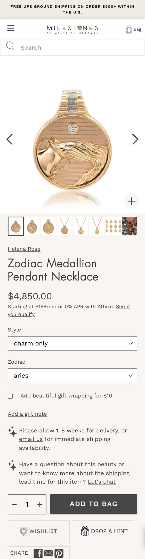 Zodiac Medallion Pendant Necklace