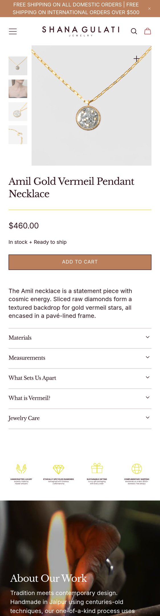 Amil Gold Vermeil Pendant Necklace