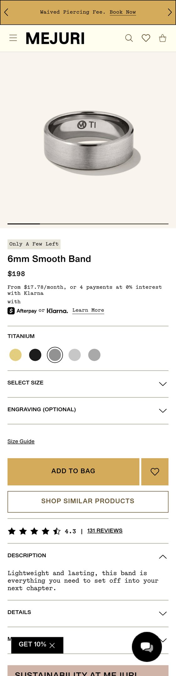 14k Gold, White Gold & Platinum 6mm Smooth Band Ring - Jewelry