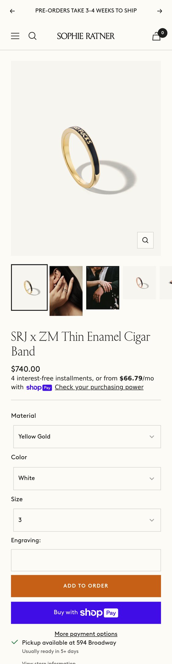 SRJ x ZM Thin Enamel Cigar Band