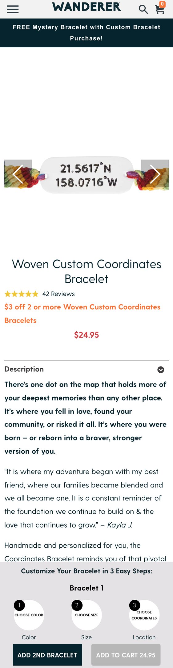 Woven Custom Coordinates Bracelet