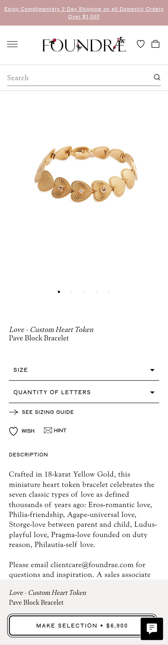 Love - Custom Heart Token : Pave Block Bracelet