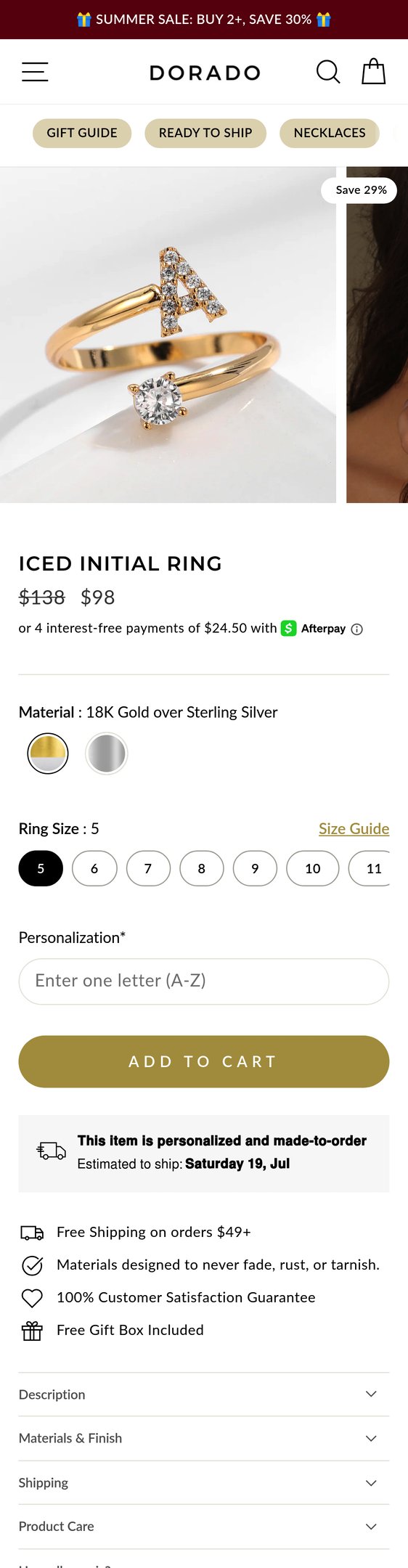Iced Initial Ring