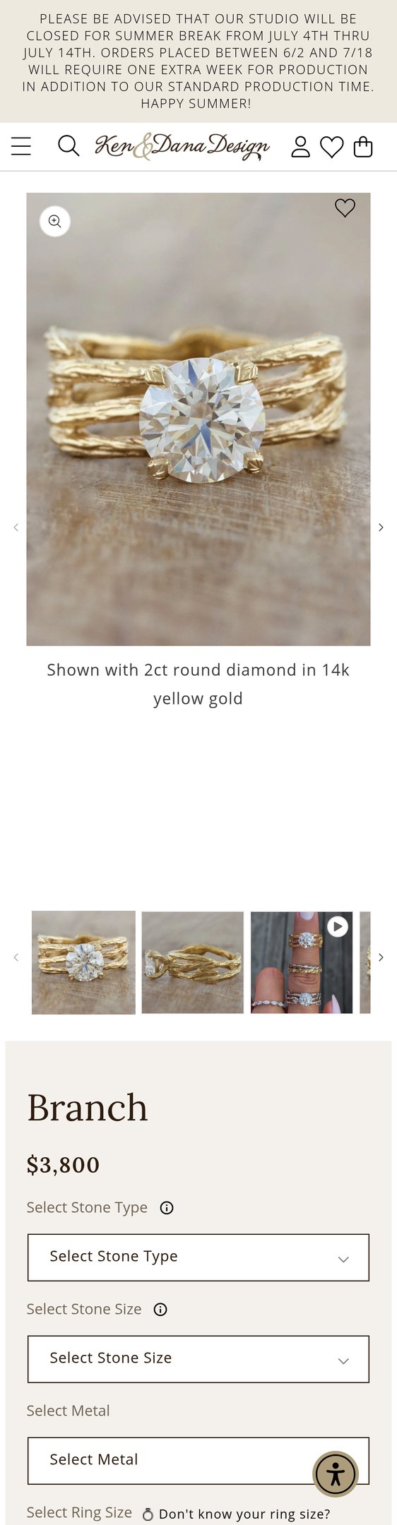 Branch: Bark Textured Split-Shank Diamond Engagement Ring | Ken & Dana