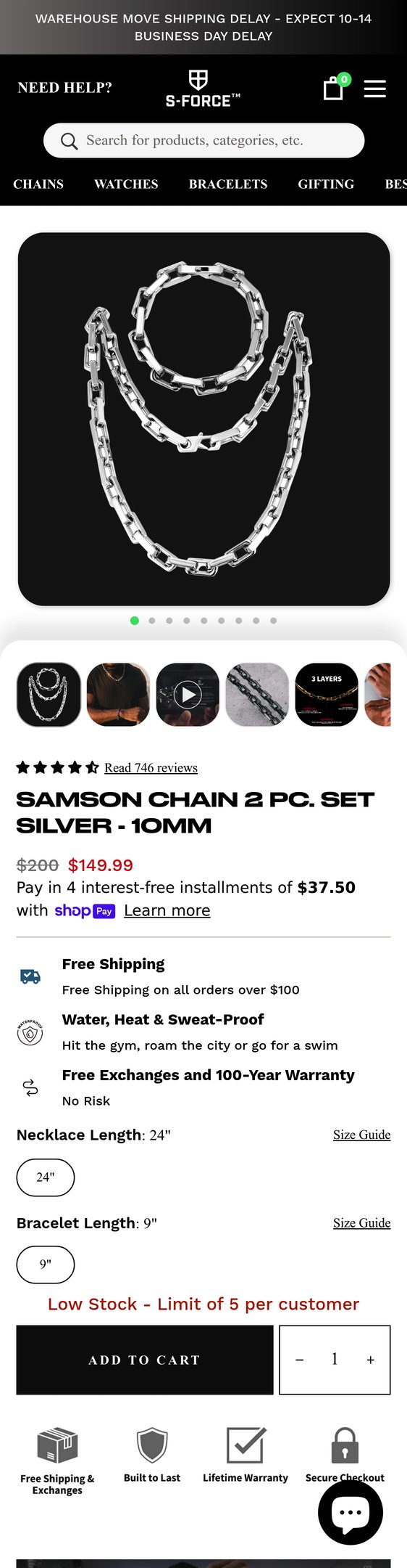 SAMSON Chain 2 pc. Set Silver - 10mm - S-FORCE™