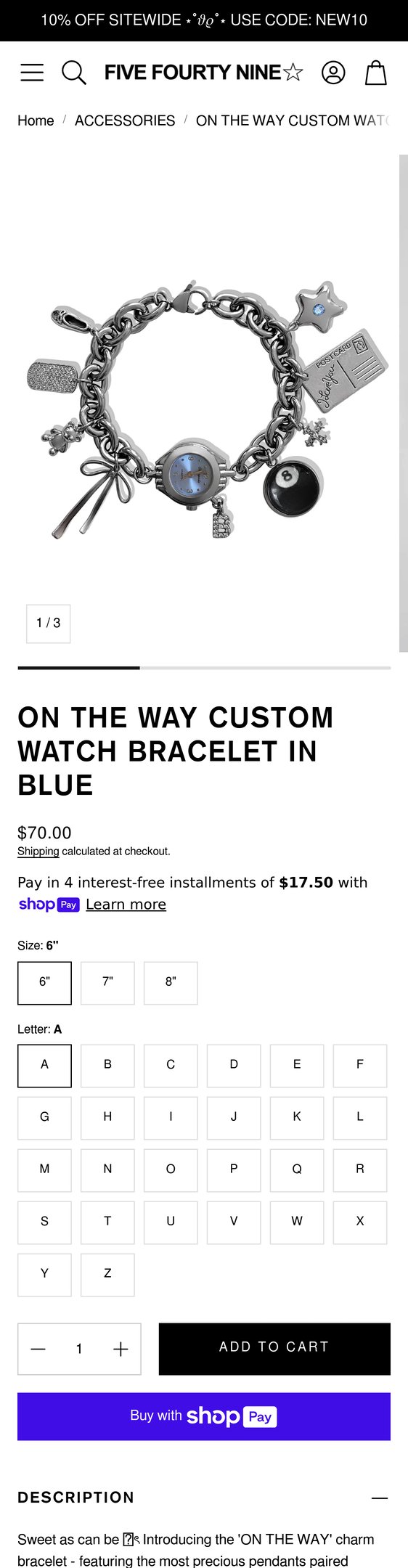 ON THE WAY CUSTOM WATCH BRACELET IN BLUE