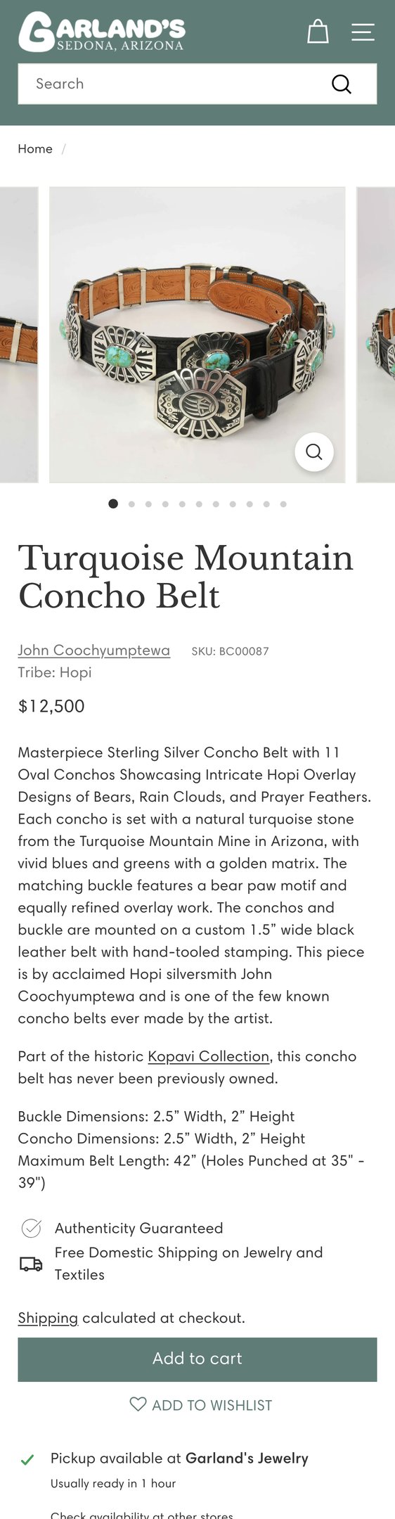 Turquoise Mountain Concho Belt