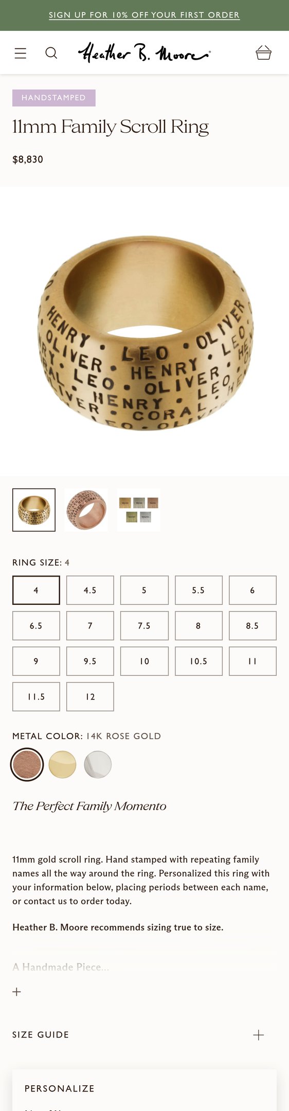 11mm Family Scroll Ring