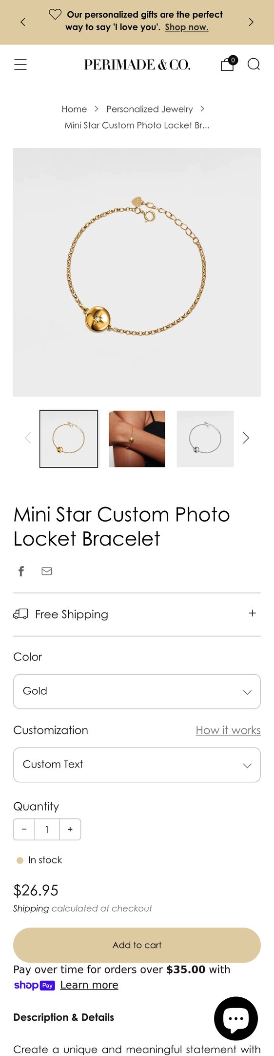 Mini Star Custom Photo Locket Bracelet