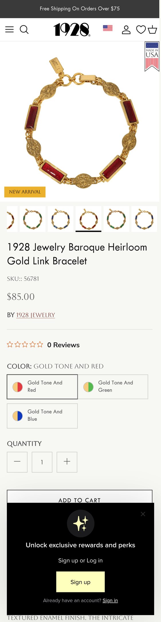 1928 Jewelry Baroque Heirloom Gold Link Bracelet