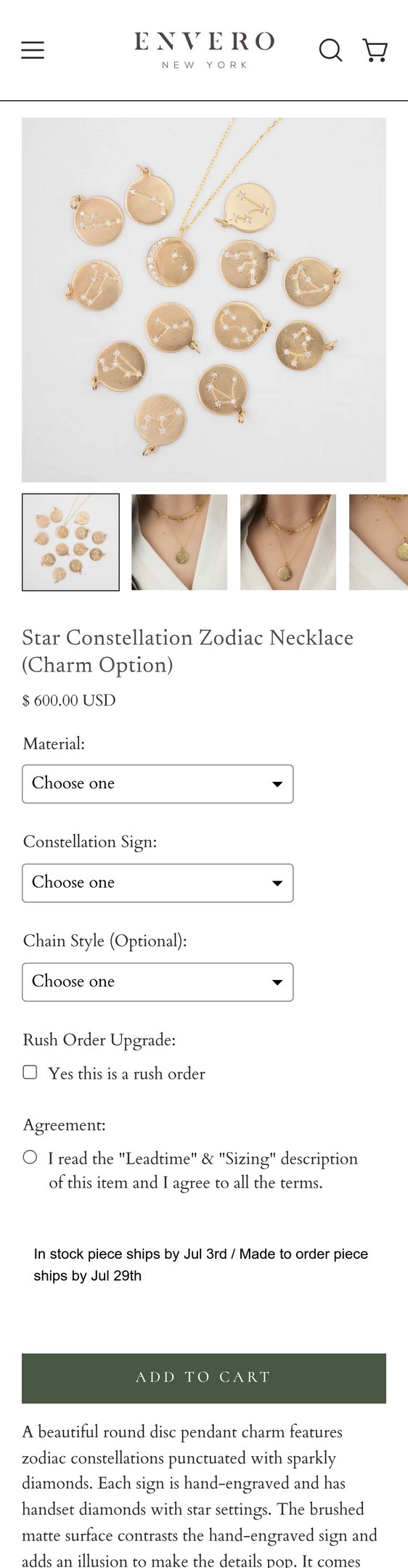 Star Constellation Zodiac Necklace (Charm Option)