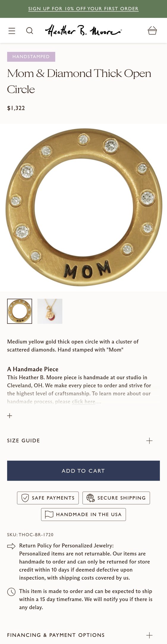 Mom & Diamond Thick Open Circle