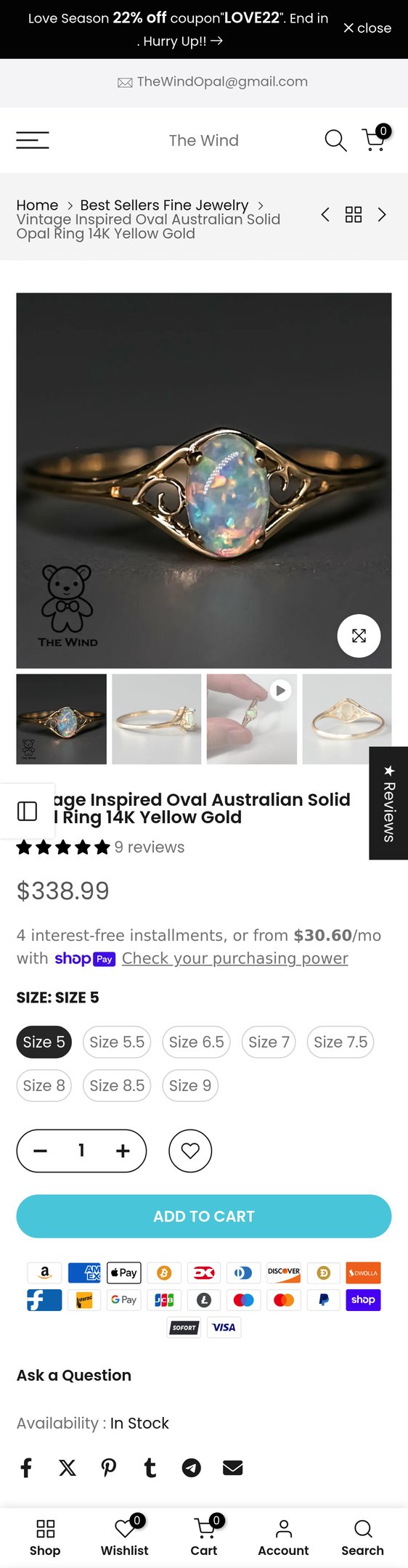 Oval Australian Solid Opal Ring 14K Yellow Gold | The Wind Opal