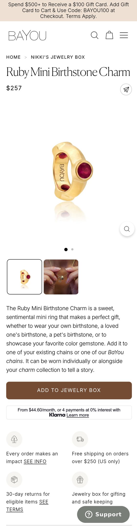 Ruby Mini Birthstone Charm