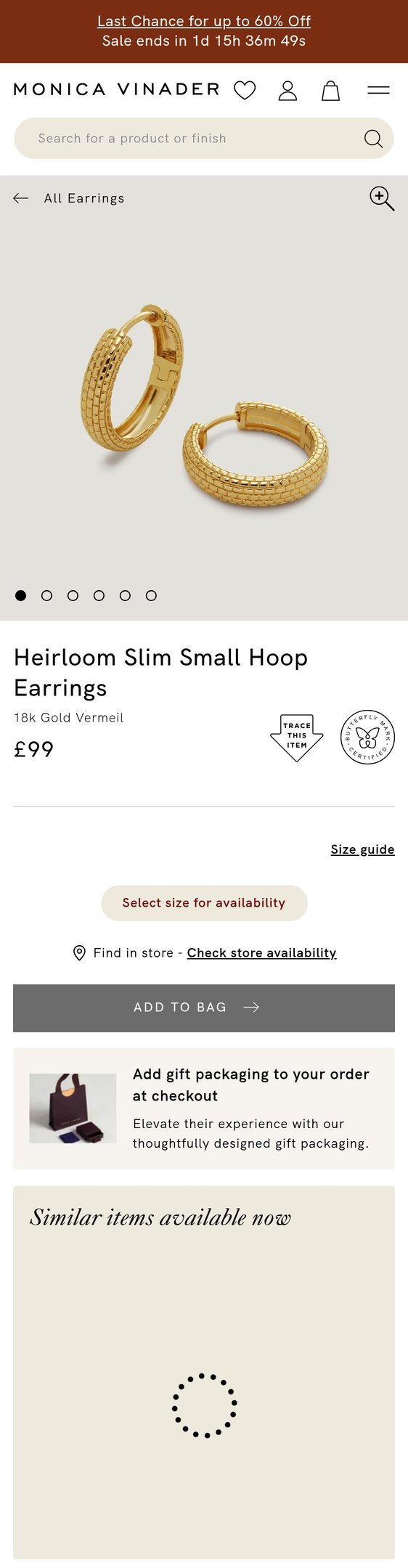 Heirloom Slim Small Hoop Earrings