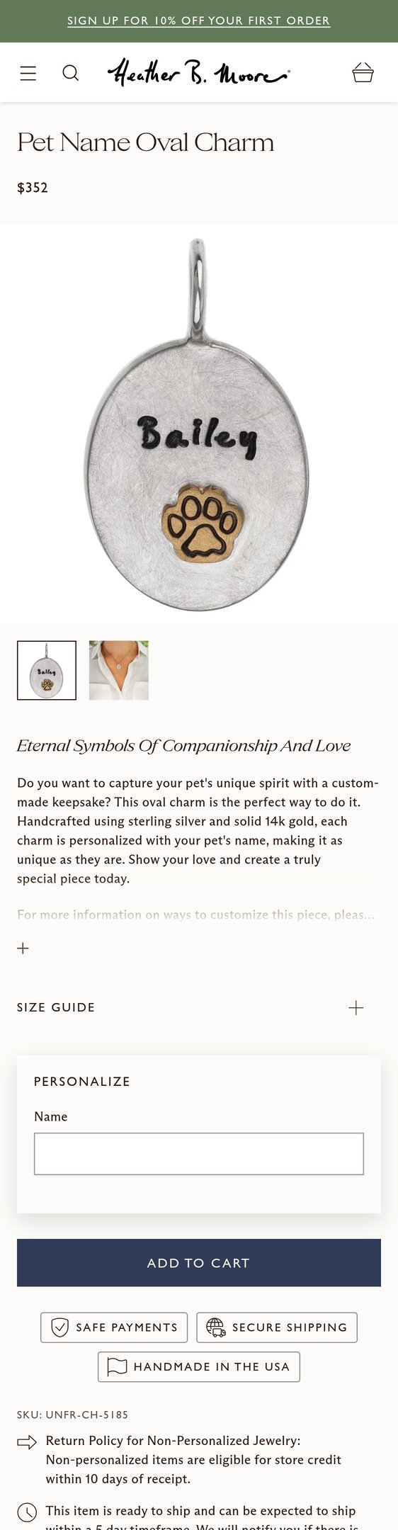 Pet Name Oval Charm