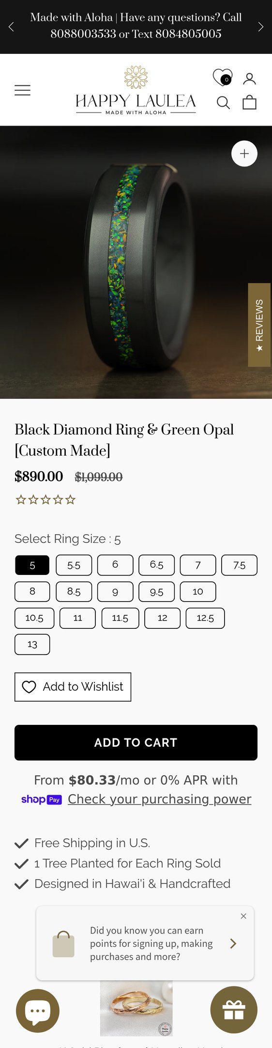 Black Diamond Ring & Green Opal [Custom Made]