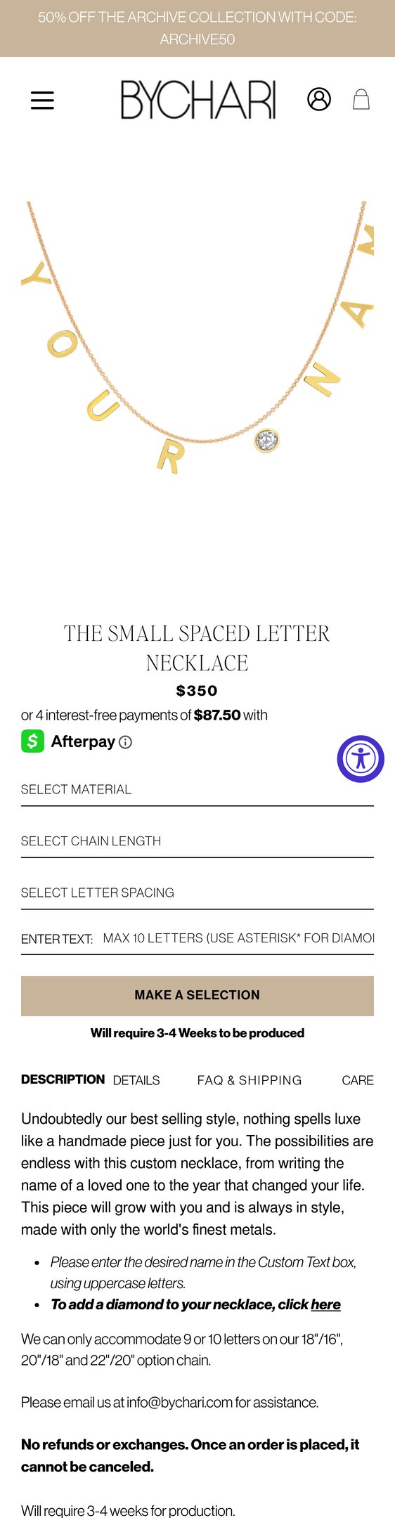 THE SMALL SPACED LETTER NECKLACE