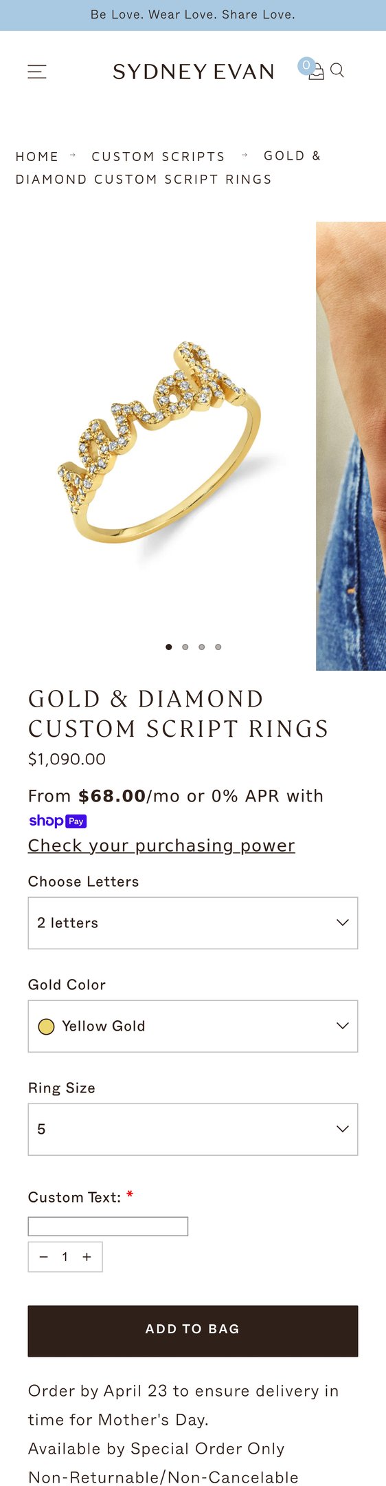 Gold & Diamond Custom Script Rings