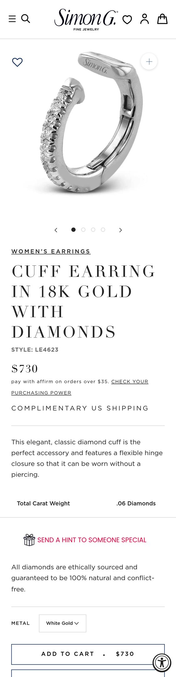 Cuff Earring in 18k Gold with Diamonds