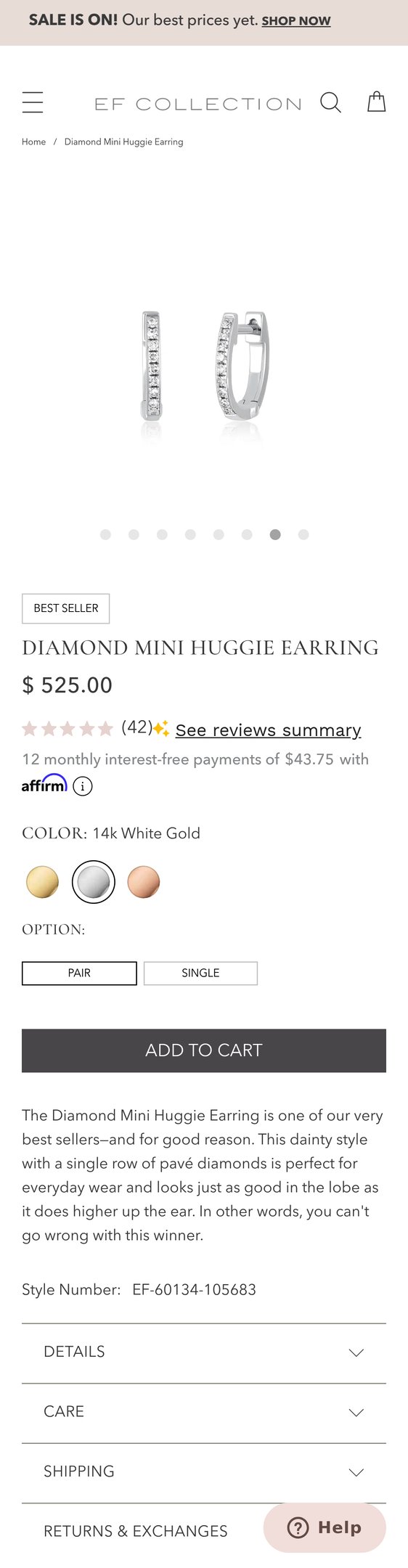 Diamond Mini Huggie Earring