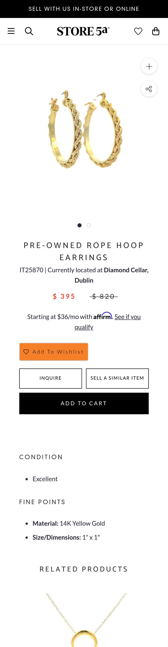 Pre-Owned Rope Hoop Earrings