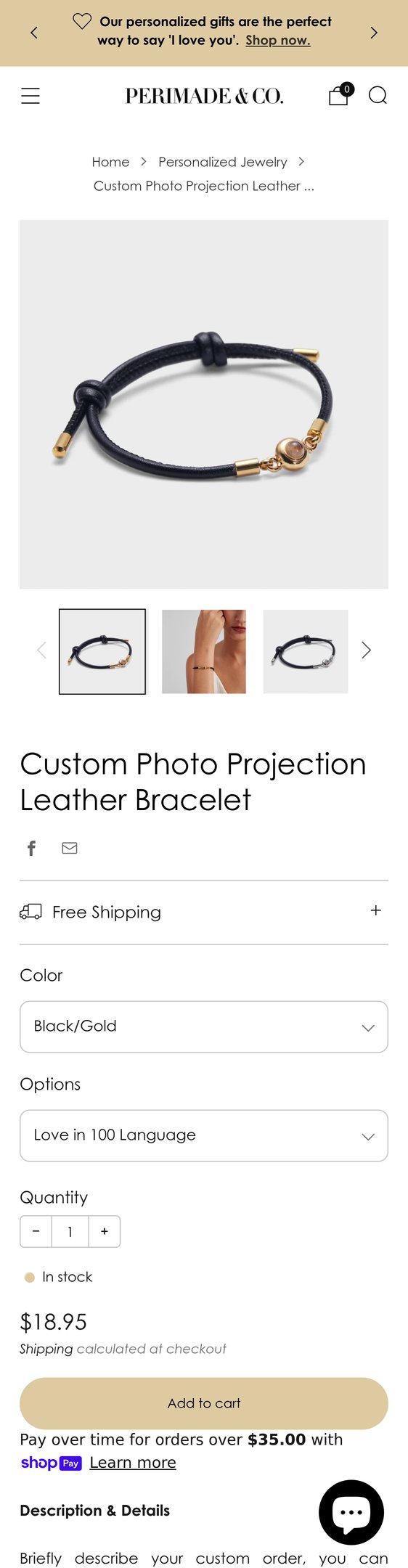 Custom Photo Projection Leather Bracelet