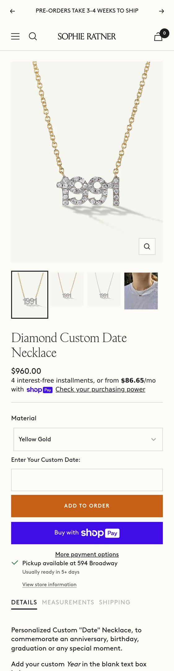 Diamond Custom Date Necklace