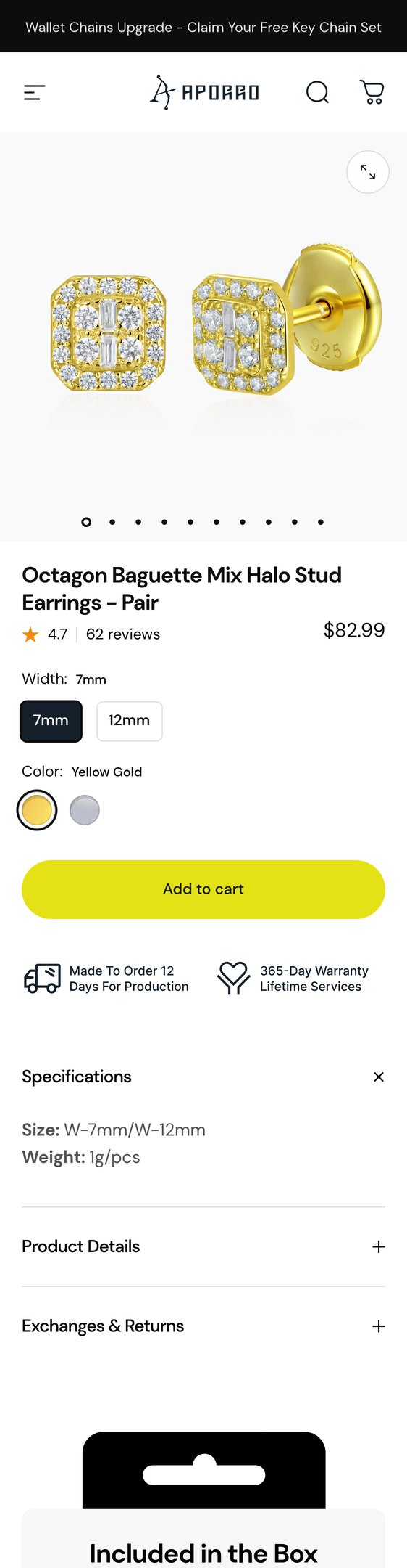 Octagon Baguette Mix Halo Stud Earrings - Pair