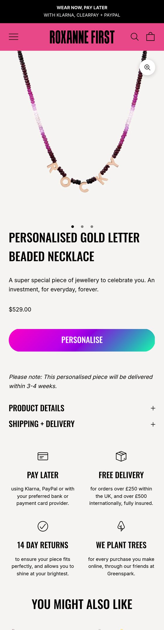 Personalised Gold Letter Beaded Necklace