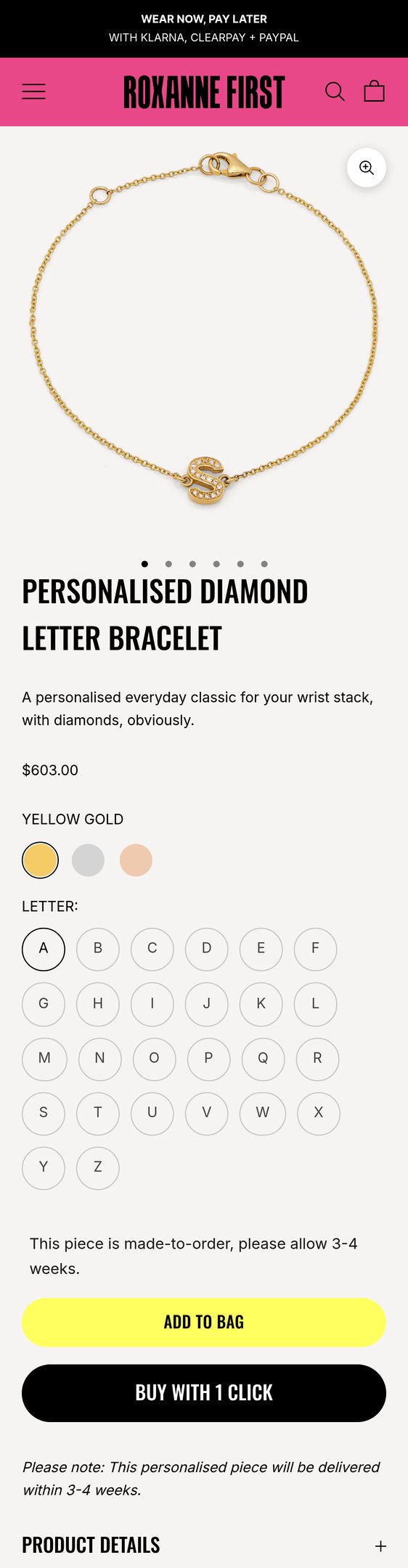 Personalised Diamond Letter Bracelet