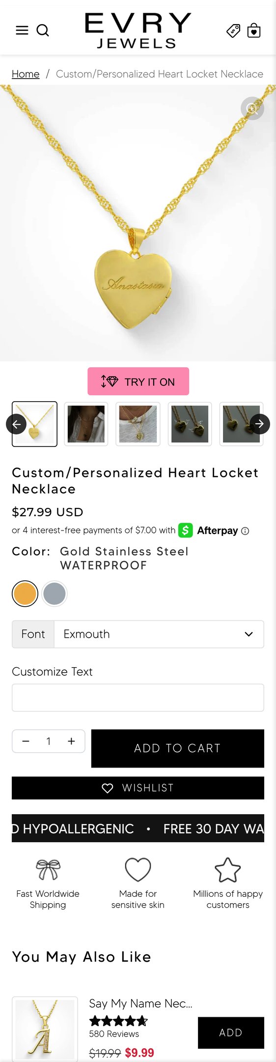 Custom/Personalized Heart Locket Necklace