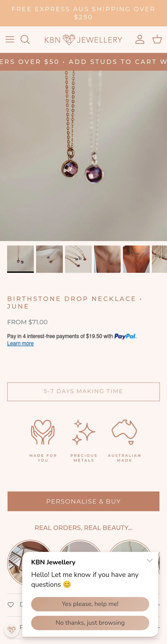 Birthstone Drop Necklace • June