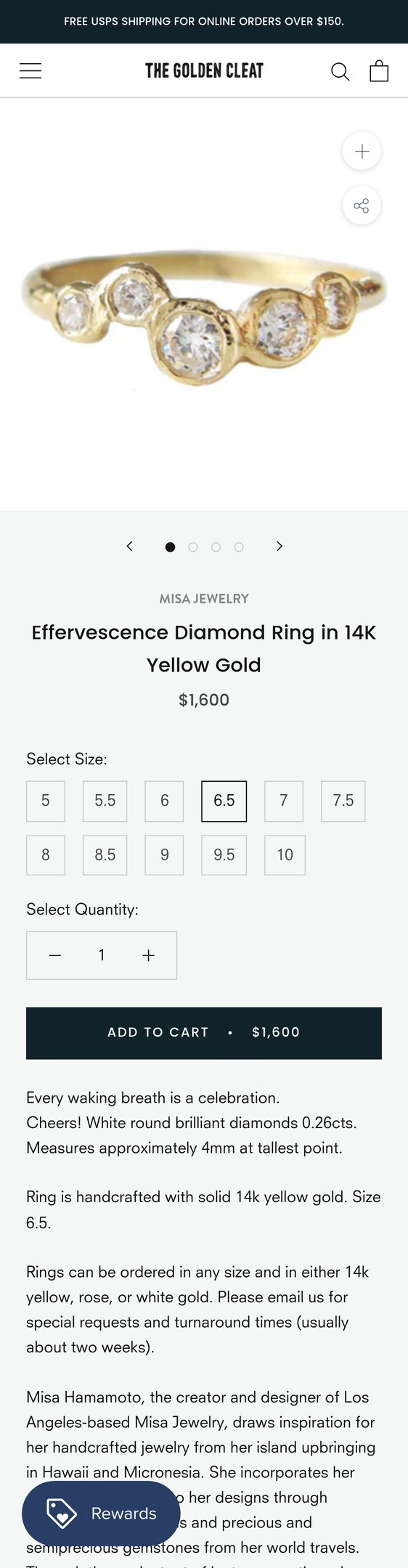 Effervescence Diamond Ring in 14K Yellow Gold