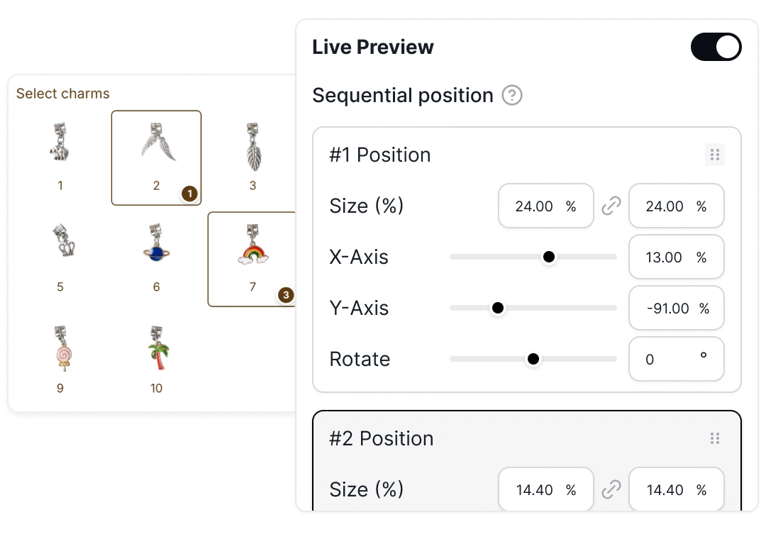 Sequential position charm builder example