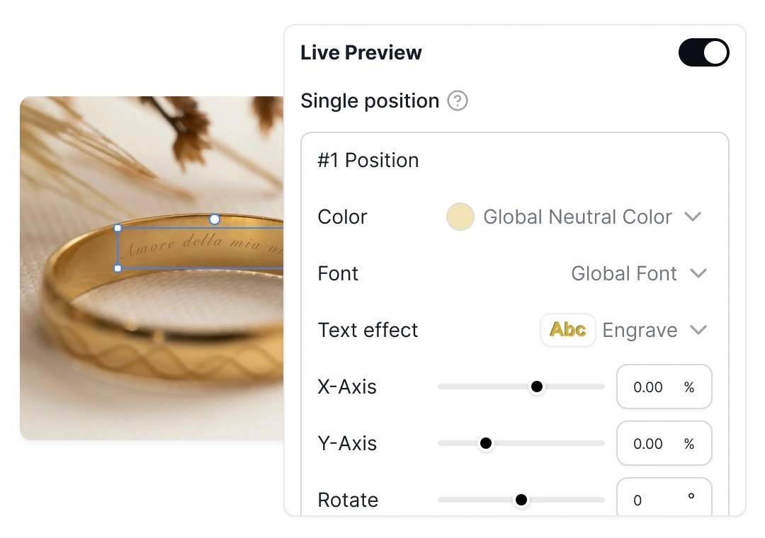 Single position live preview example