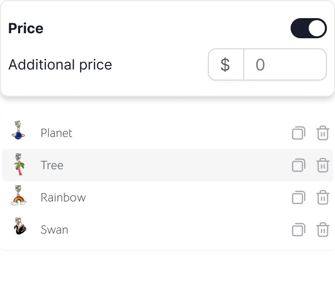 Set the extra price
