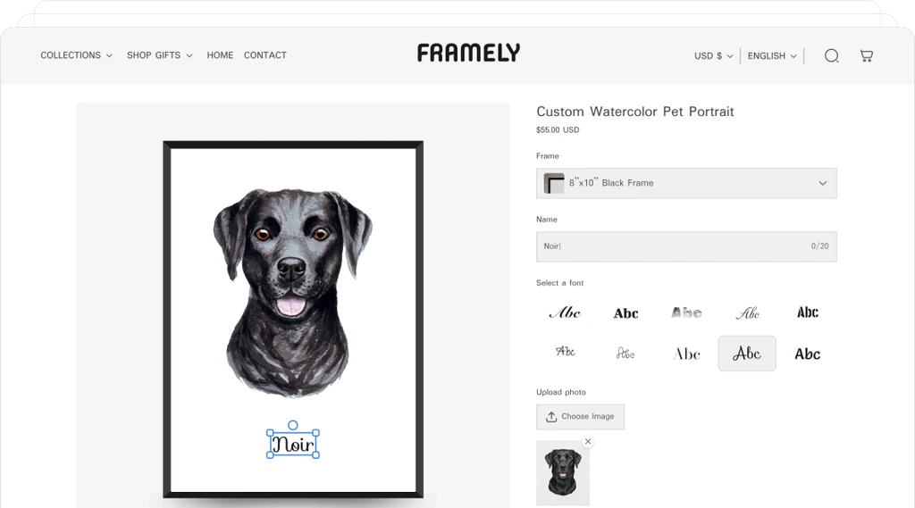 Gift example page
